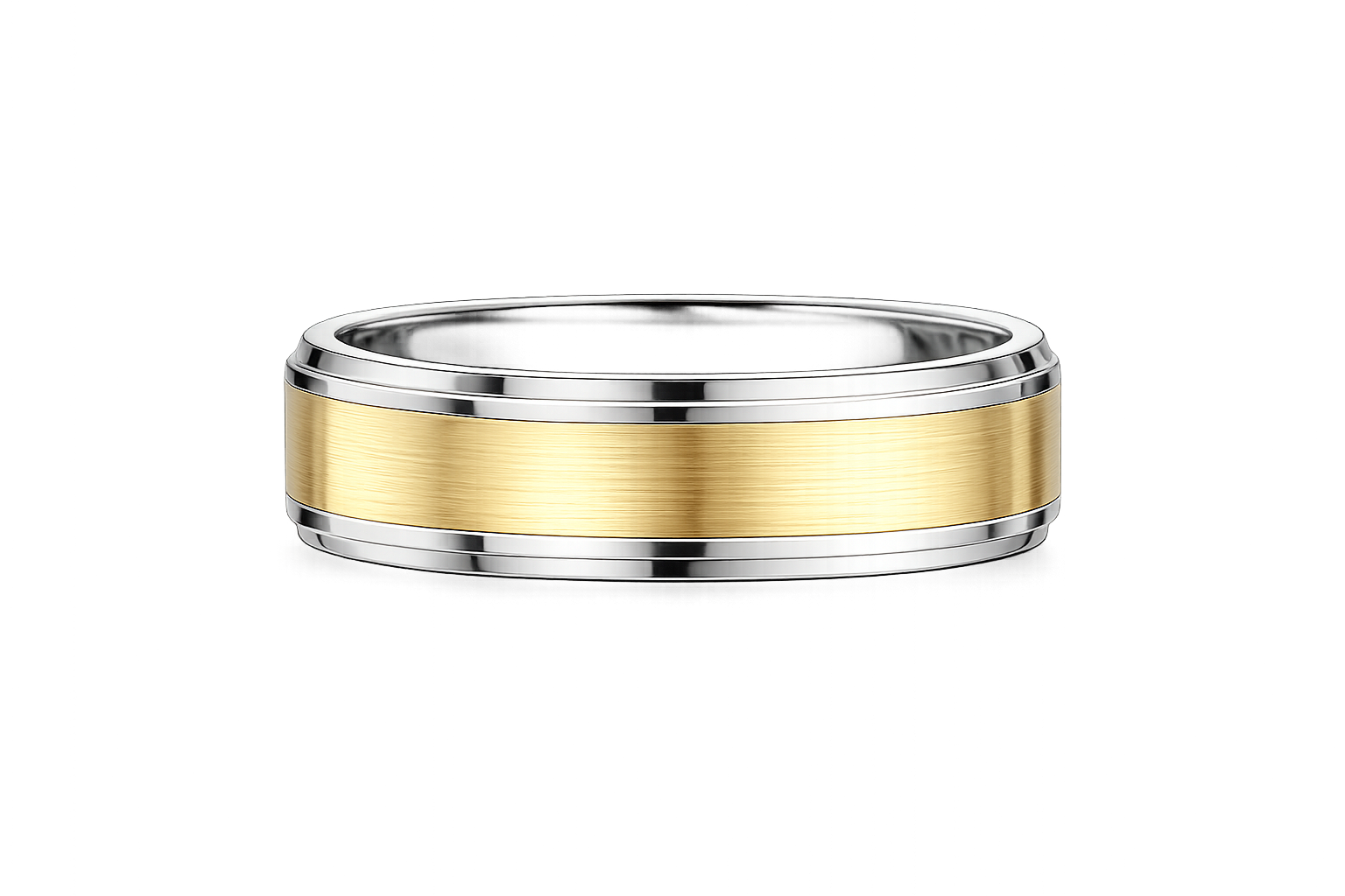 Men's Two-Tone Brushed Gold Band