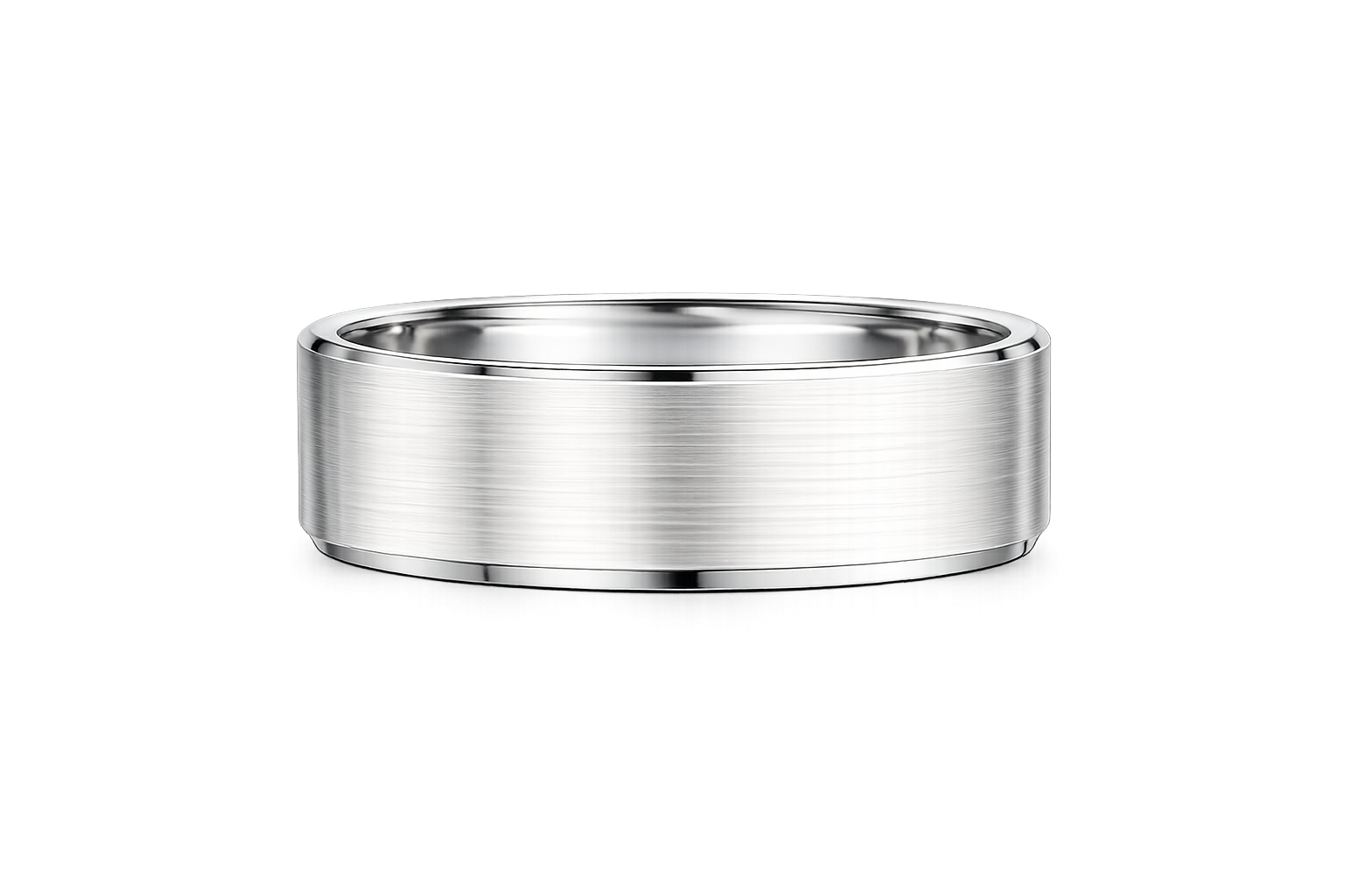 Men's Wide Flat Brushed Platinum Band