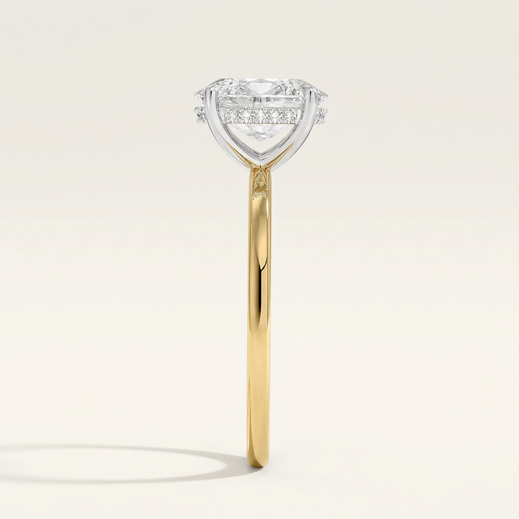 Adorned Mixed Metal Diamond Ring in 18K Yellow Gold