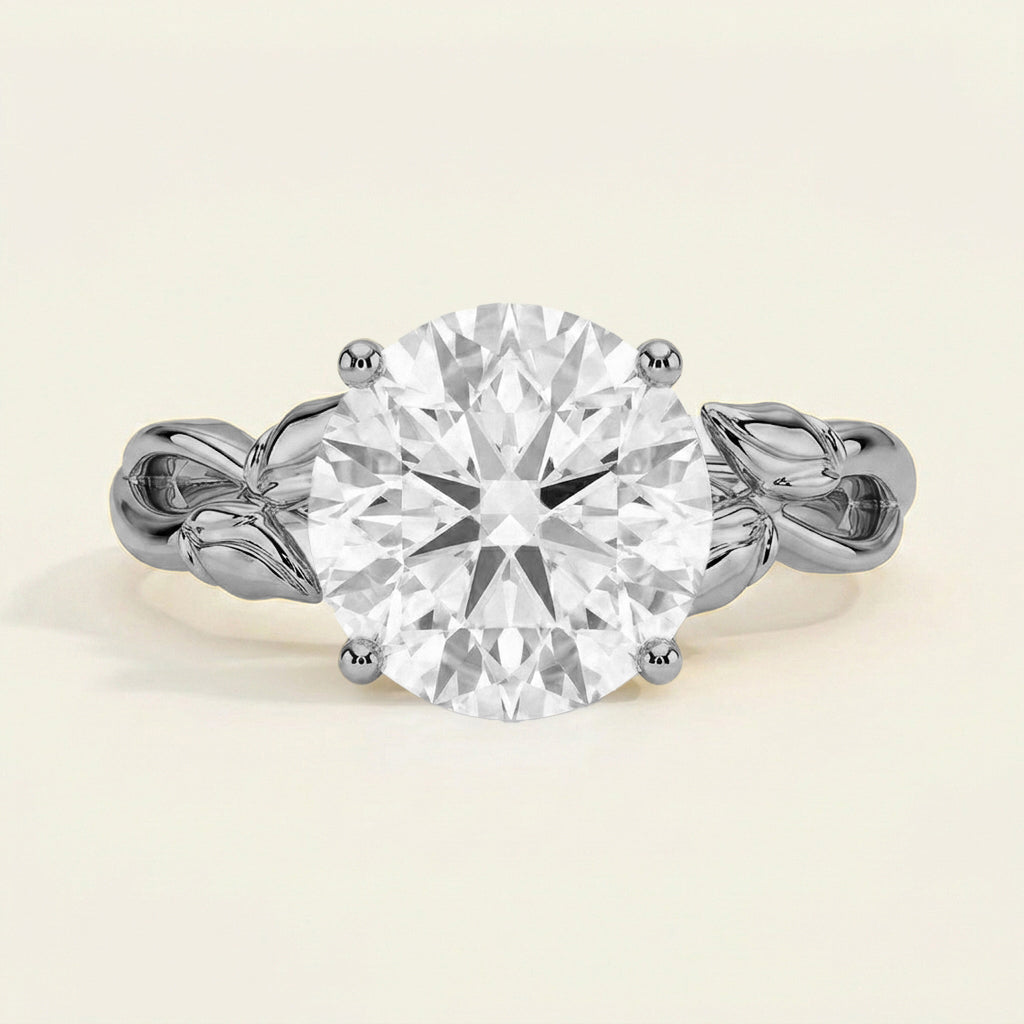 Budding Willow Solitaire Ring in 14K White Gold