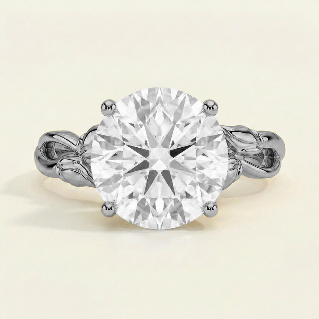 Budding Willow Solitaire Ring in 14K White Gold