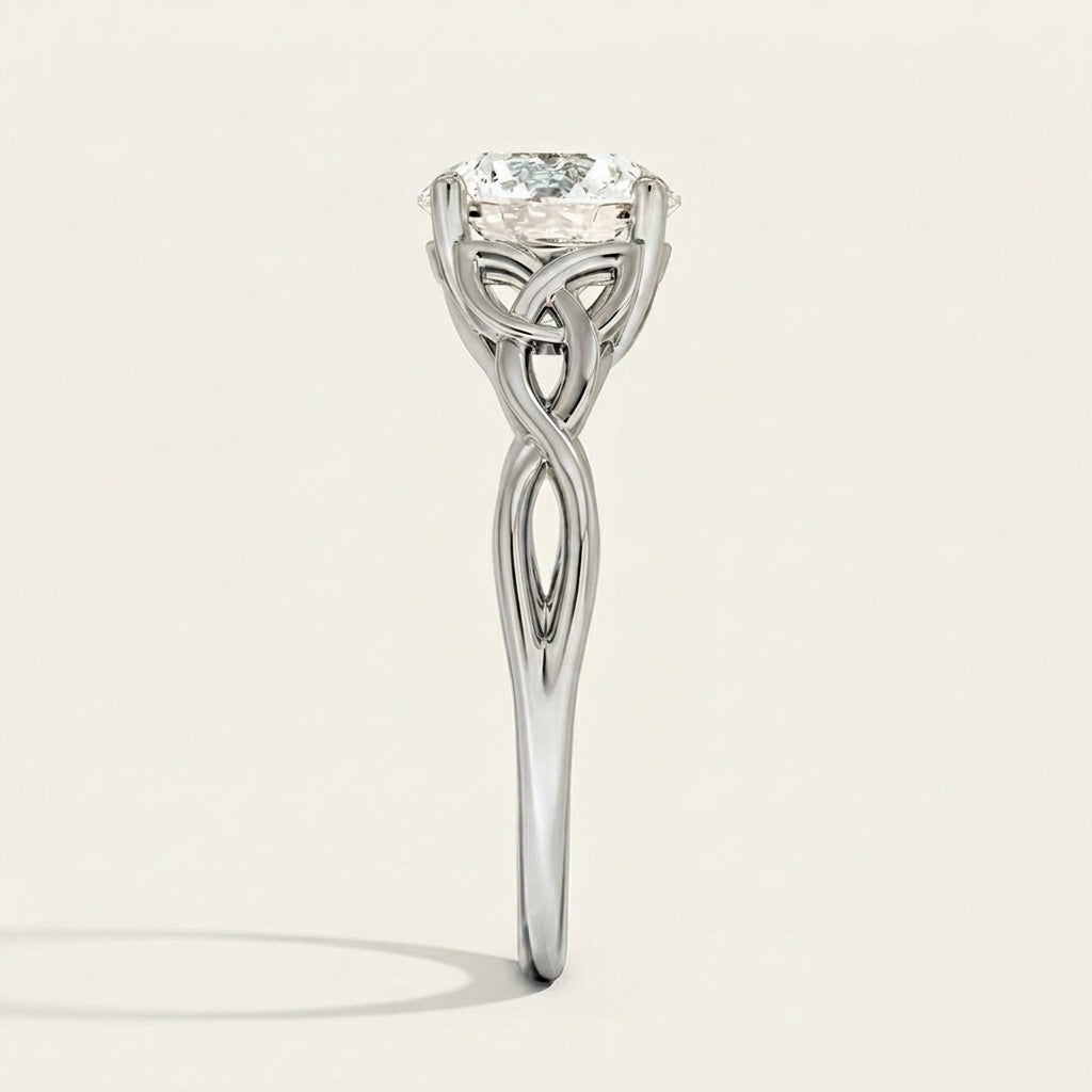 Celtic Love Knot Ring in 14K White Gold