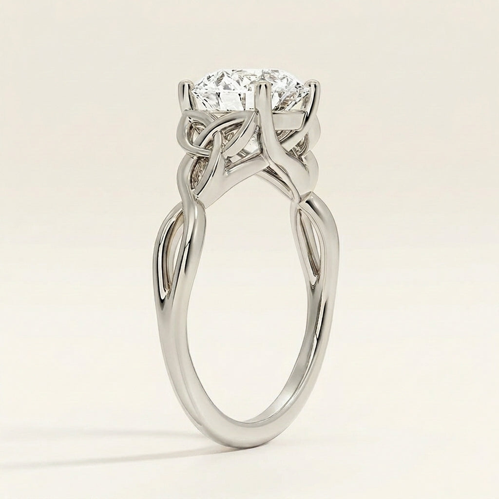 Celtic Love Knot Ring in 14K White Gold