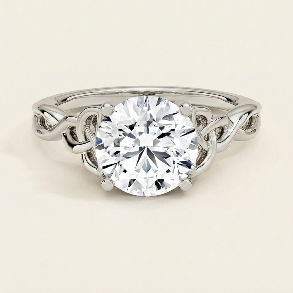 Celtic Love Knot Ring in 14K White Gold