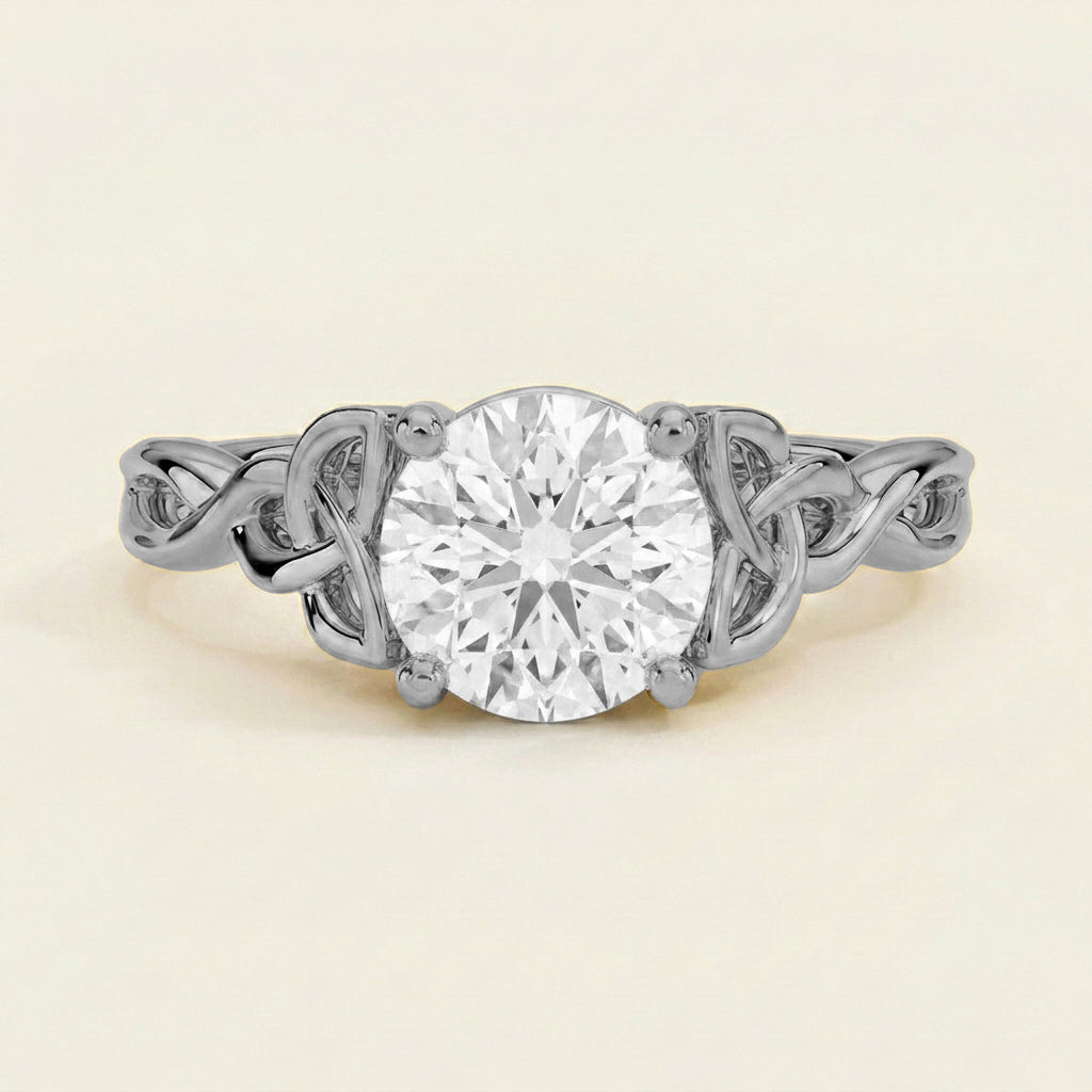 Celtic Love Knot Ring in 14K White Gold