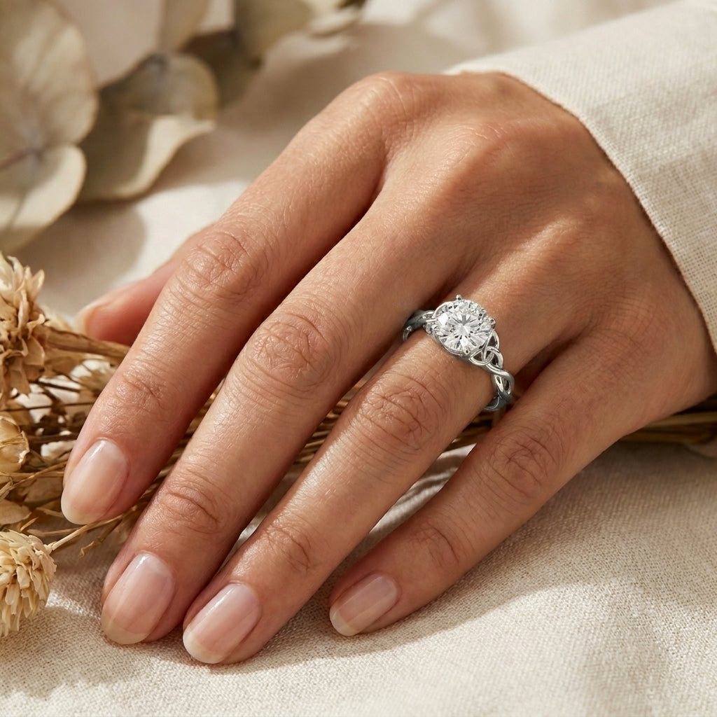 Celtic Love Knot Ring in 14K White Gold