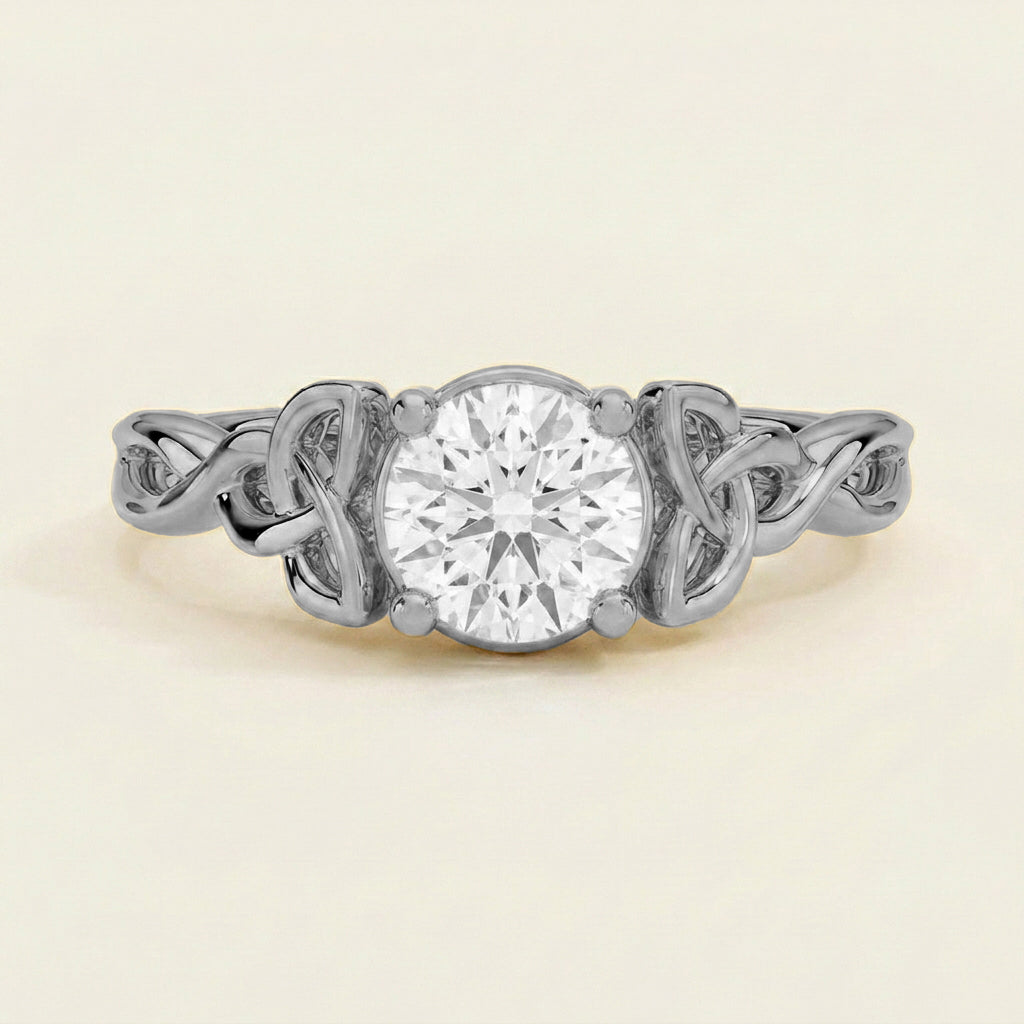 Celtic Love Knot Ring in 14K White Gold