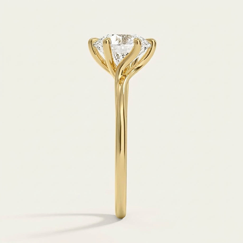 Delilah Twist Solitaire Ring in 14K Yellow Gold
