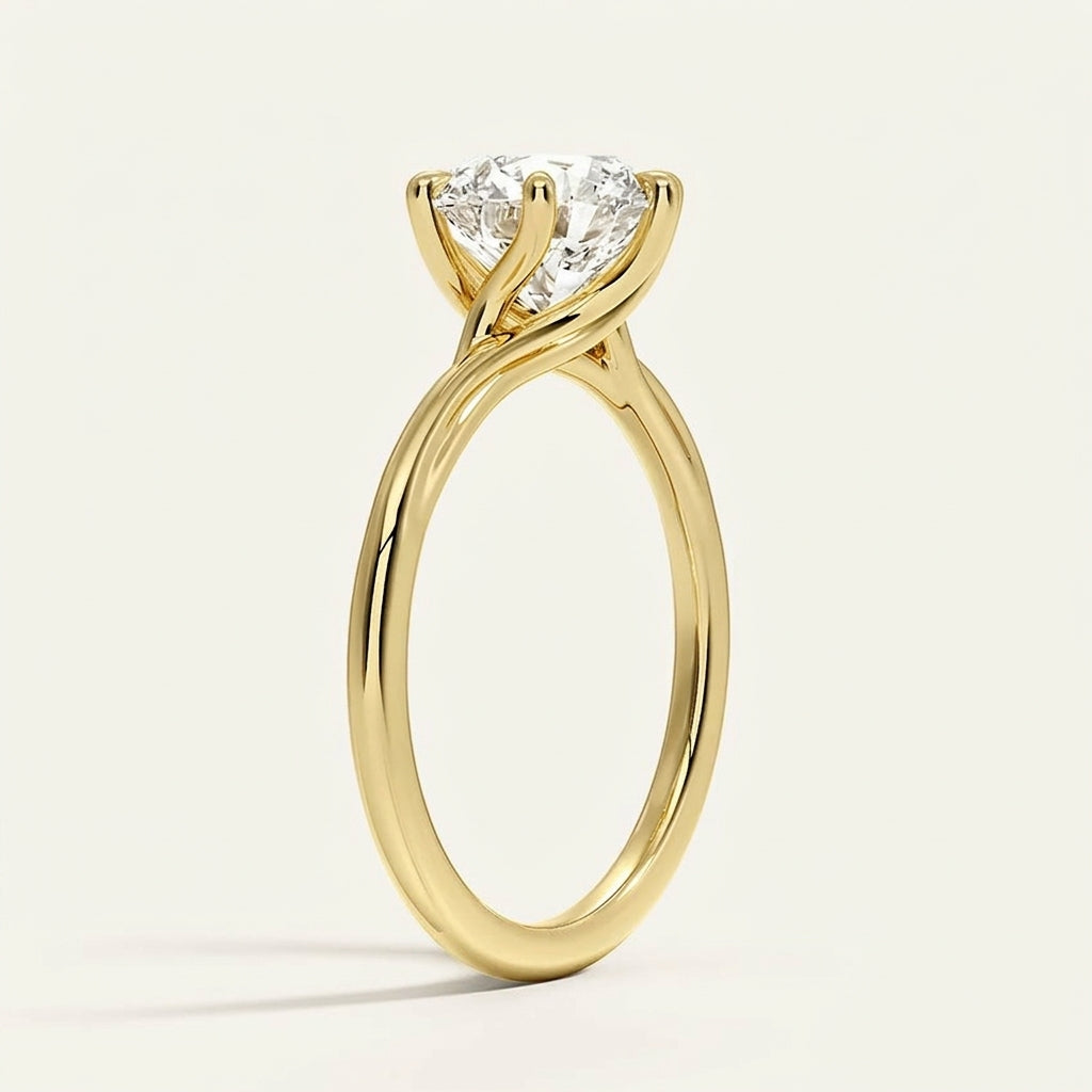 Delilah Twist Solitaire Ring in 14K Yellow Gold
