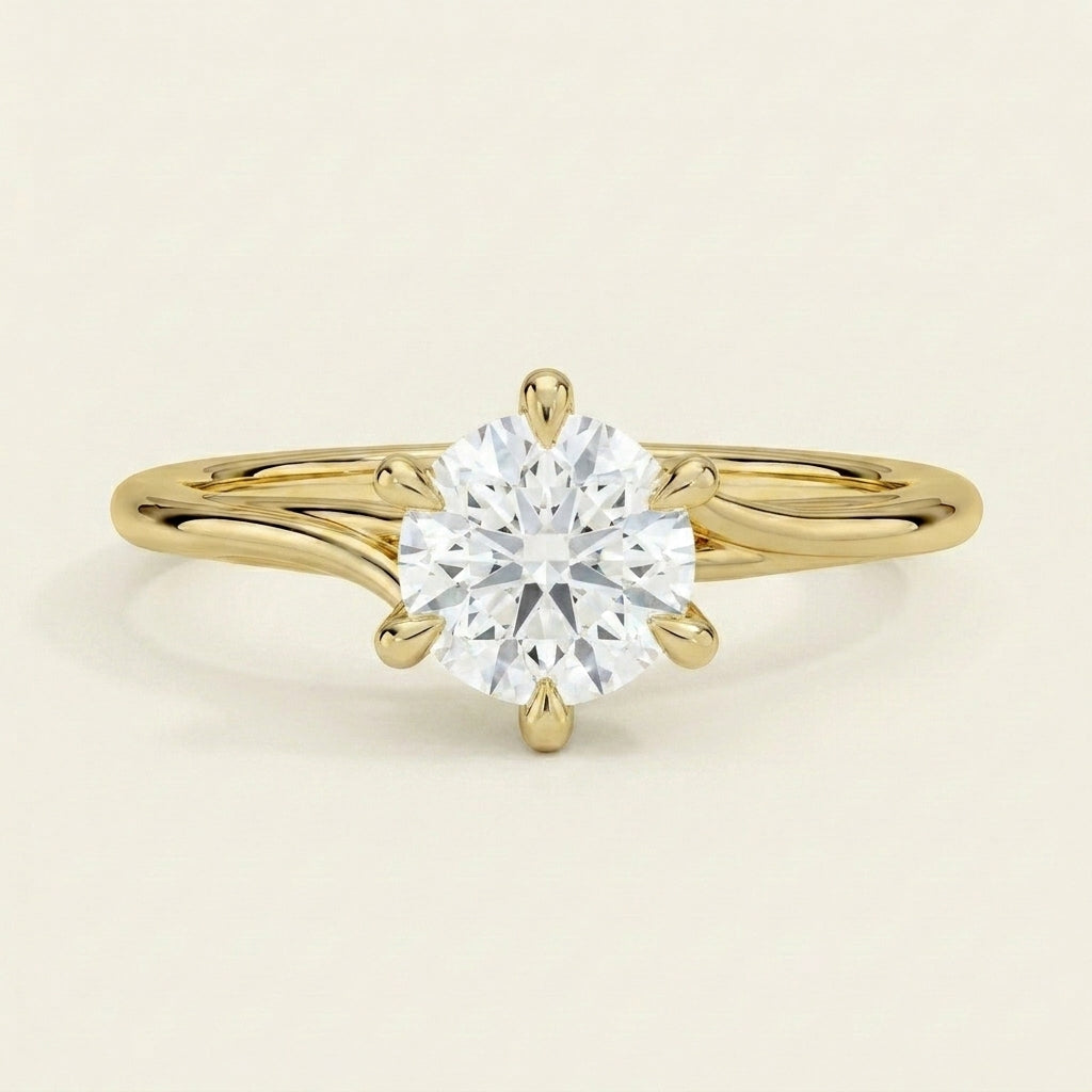 Delilah Twist Solitaire Ring in 14K Yellow Gold