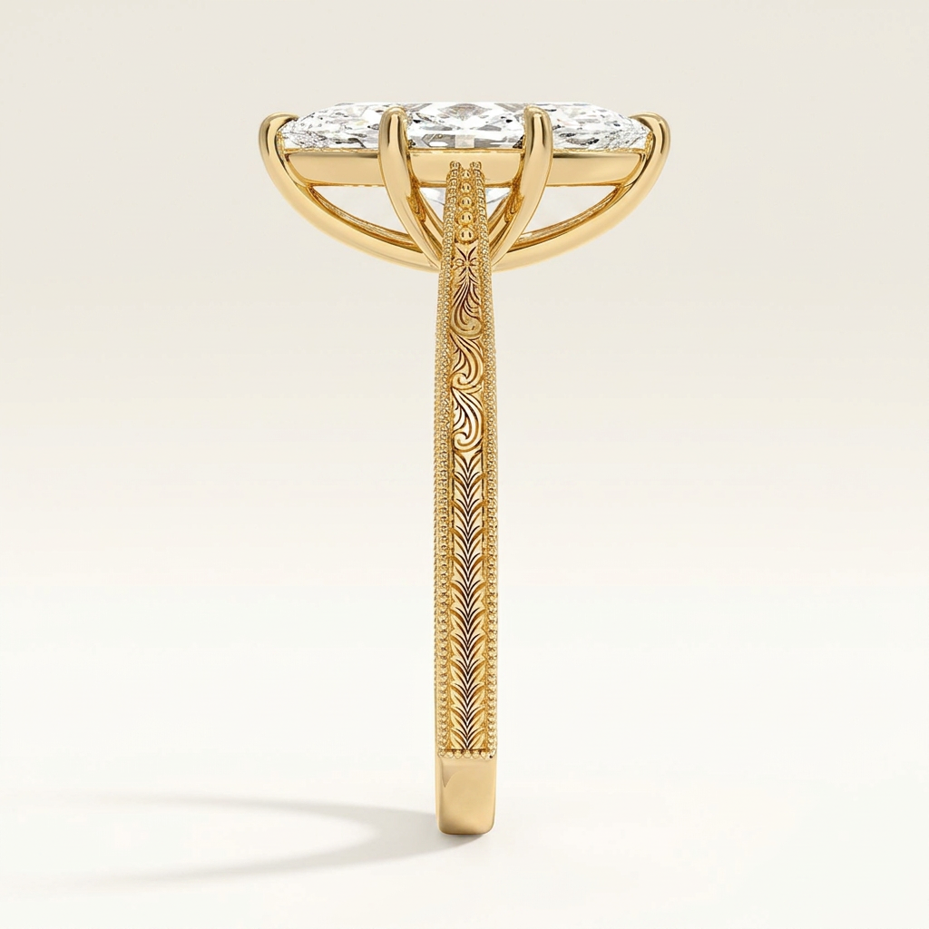 Elsie Engraved Ring in 14K Yellow Gold