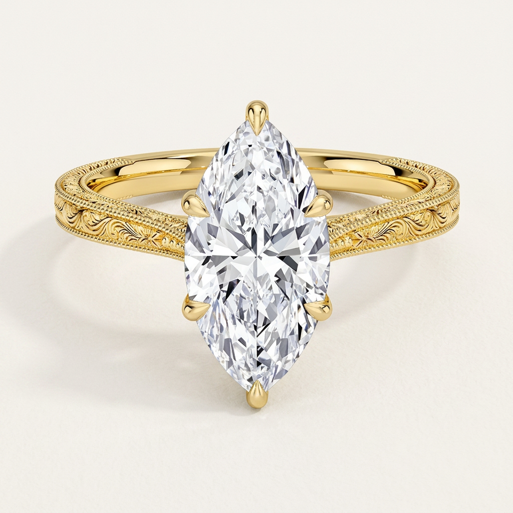 Elsie Engraved Ring in 14K Yellow Gold