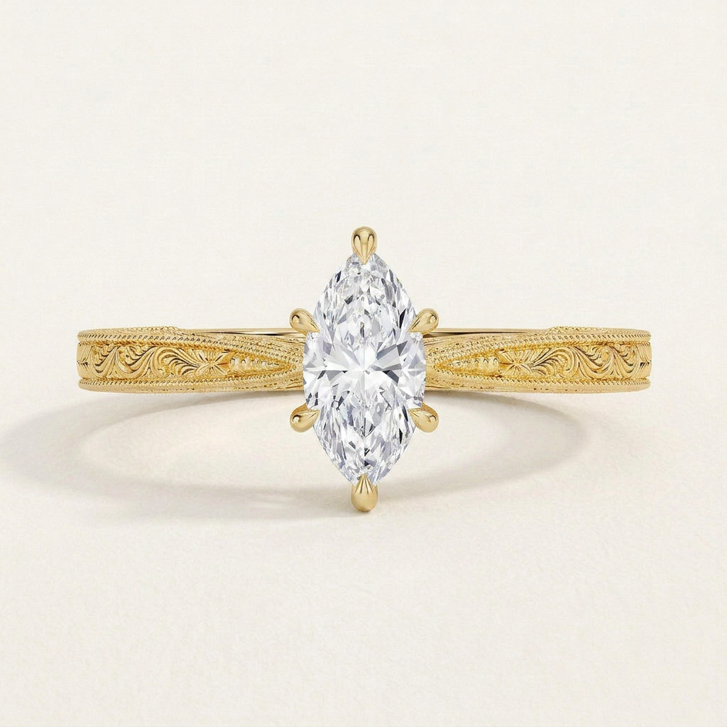 Elsie Engraved Ring in 14K Yellow Gold