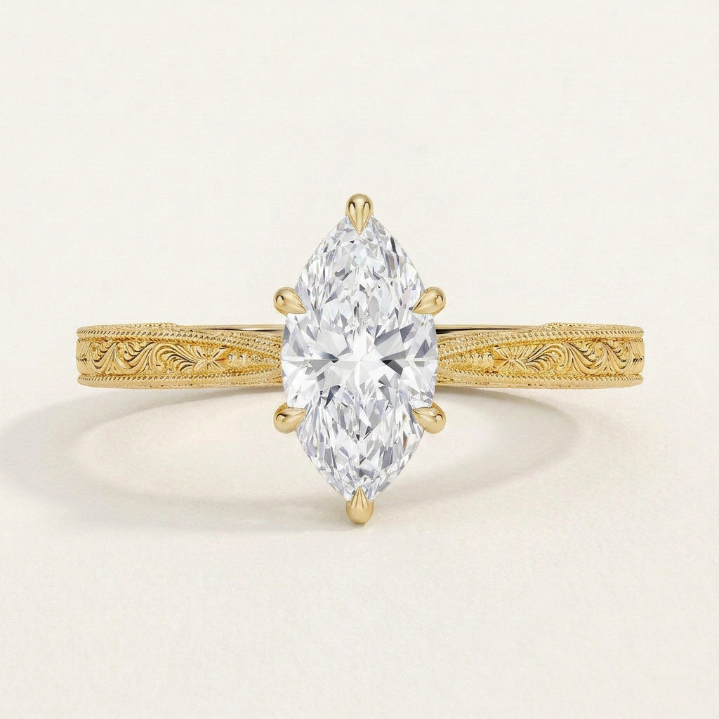 Elsie Engraved Ring in 14K Yellow Gold