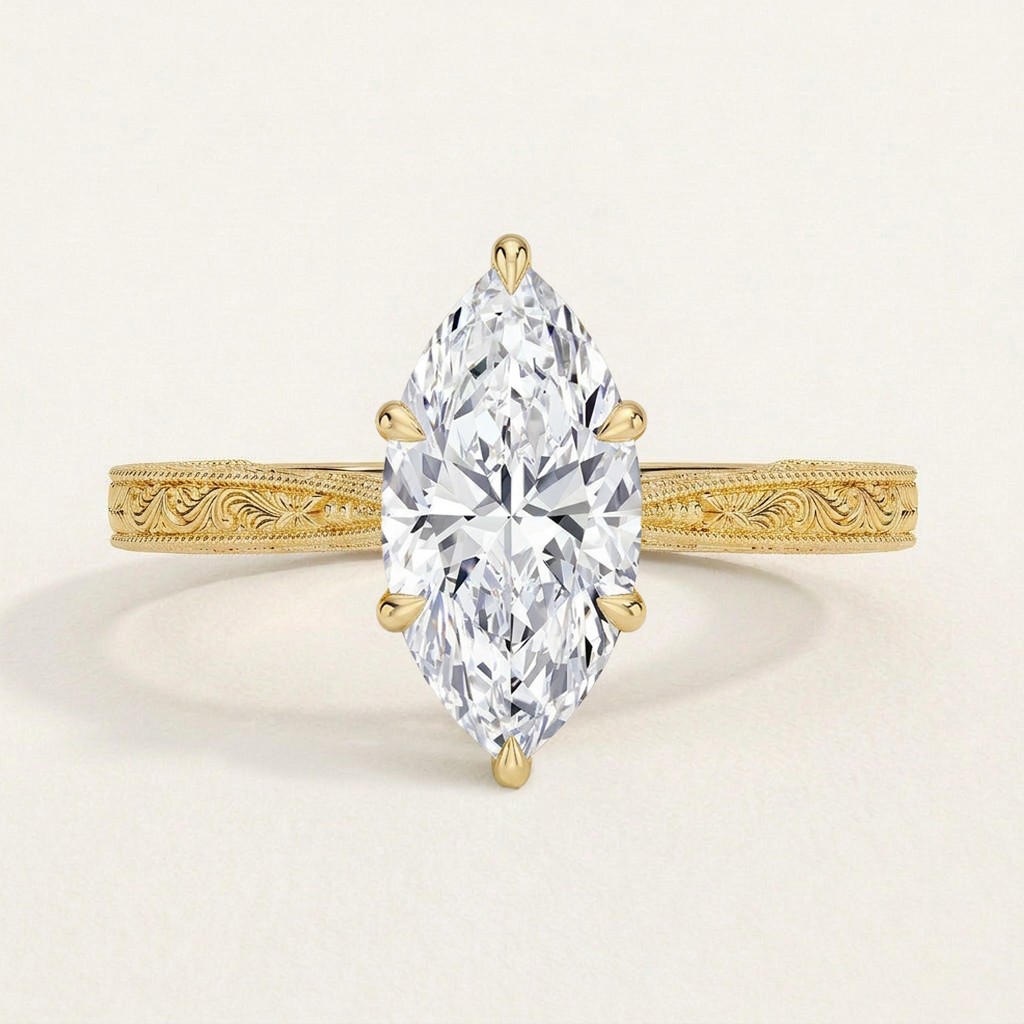 Elsie Engraved Ring in 14K Yellow Gold