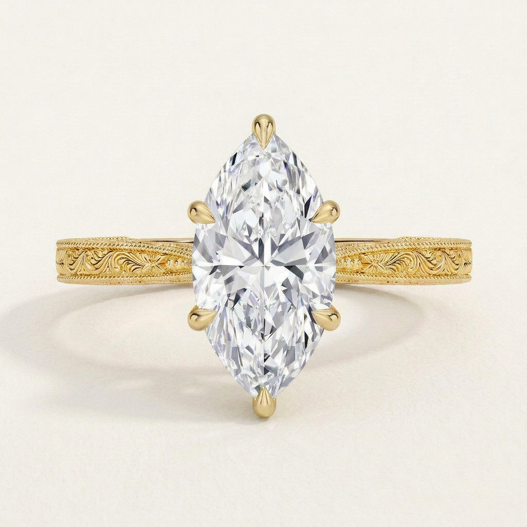 Elsie Engraved Ring in 14K Yellow Gold
