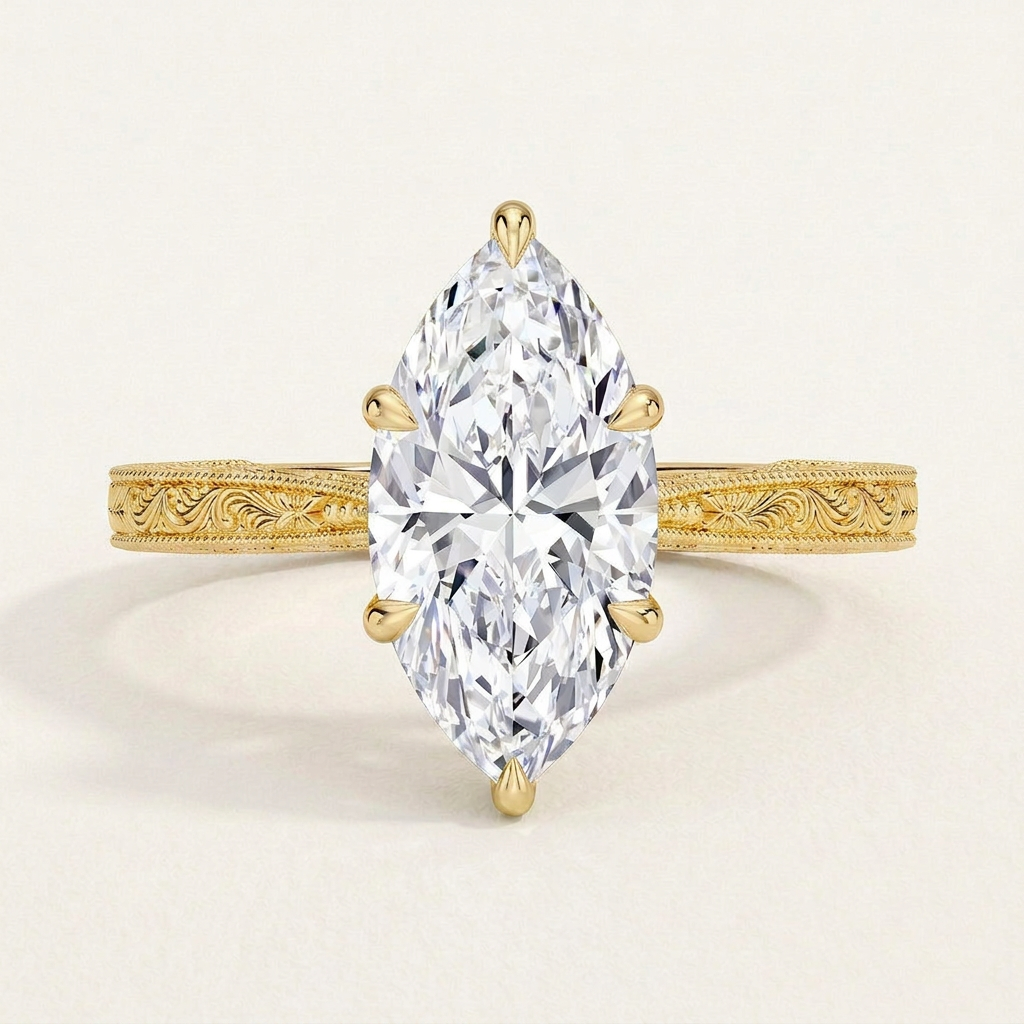 Elsie Engraved Ring in 14K Yellow Gold