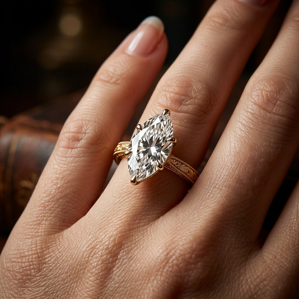 Elsie Engraved Ring in 14K Yellow Gold