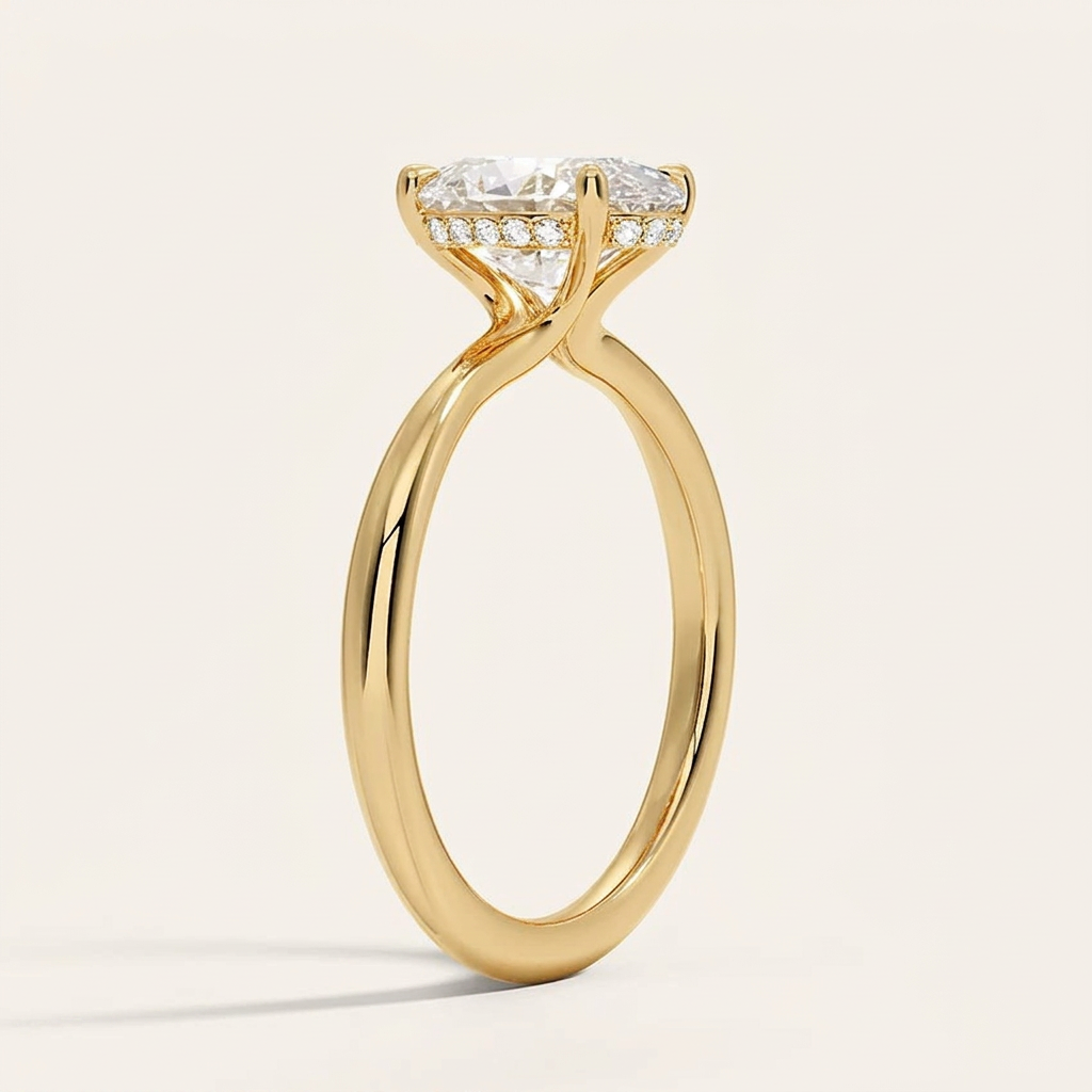 Freesia Hidden Halo Diamond Ring in 14K Yellow Gold