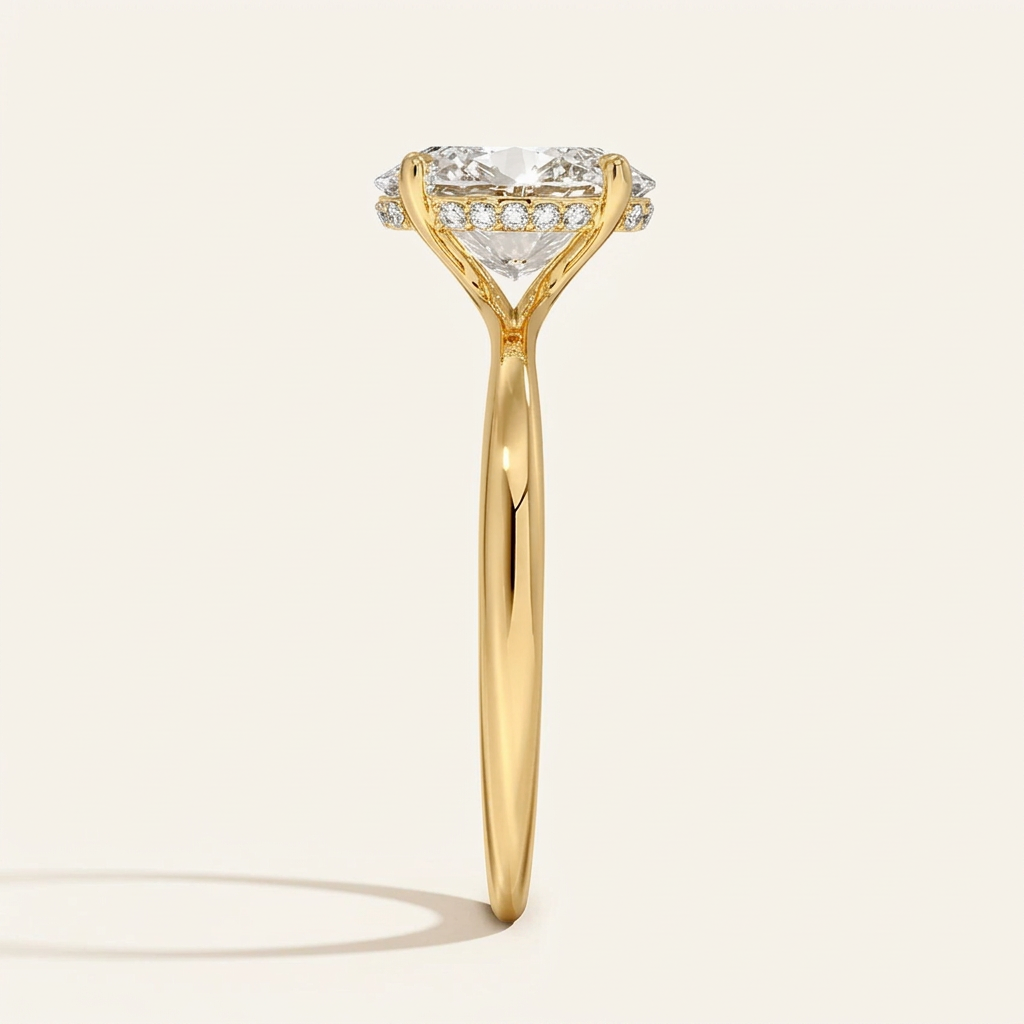 Freesia Hidden Halo Diamond Ring in 14K Yellow Gold