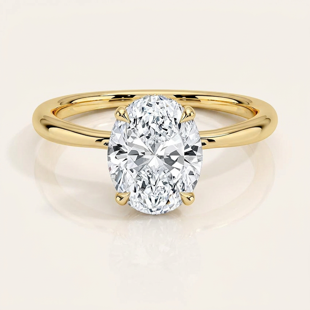Freesia Hidden Halo Diamond Ring in 14K Yellow Gold