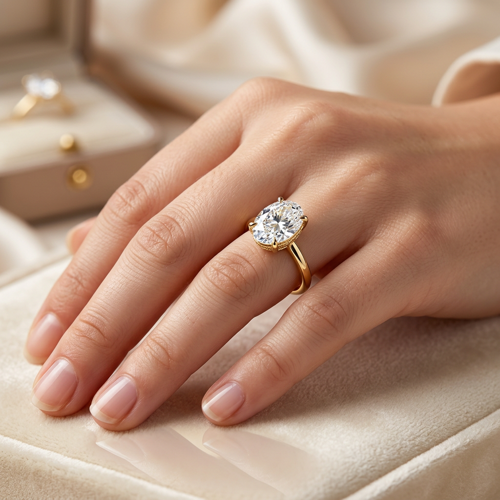 Freesia Hidden Halo Diamond Ring in 14K Yellow Gold