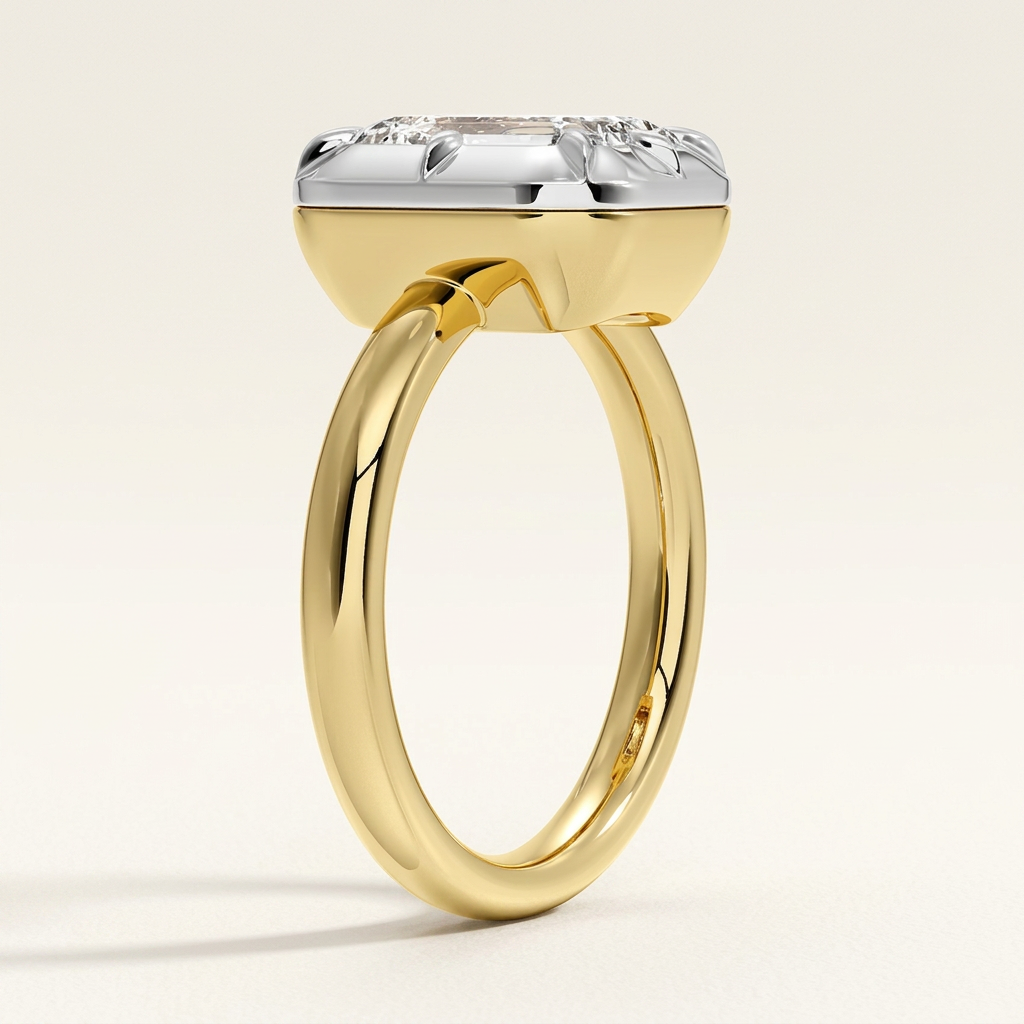 Harper Mixed Metal Solitaire Ring in 18K Yellow Gold