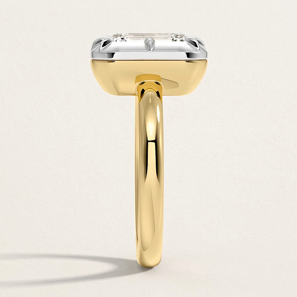 Harper Mixed Metal Solitaire Ring in 18K Yellow Gold