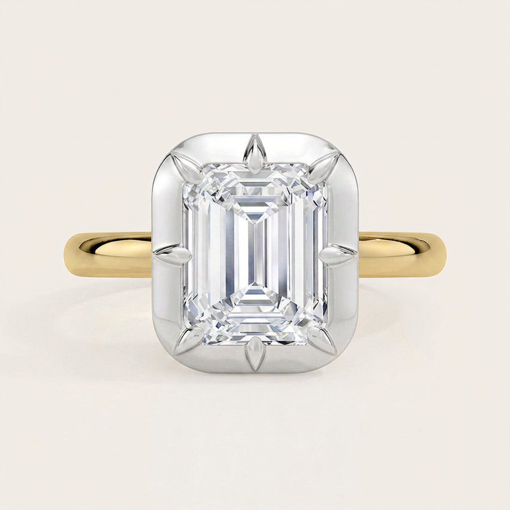 Harper Mixed Metal Solitaire Ring in 18K Yellow Gold