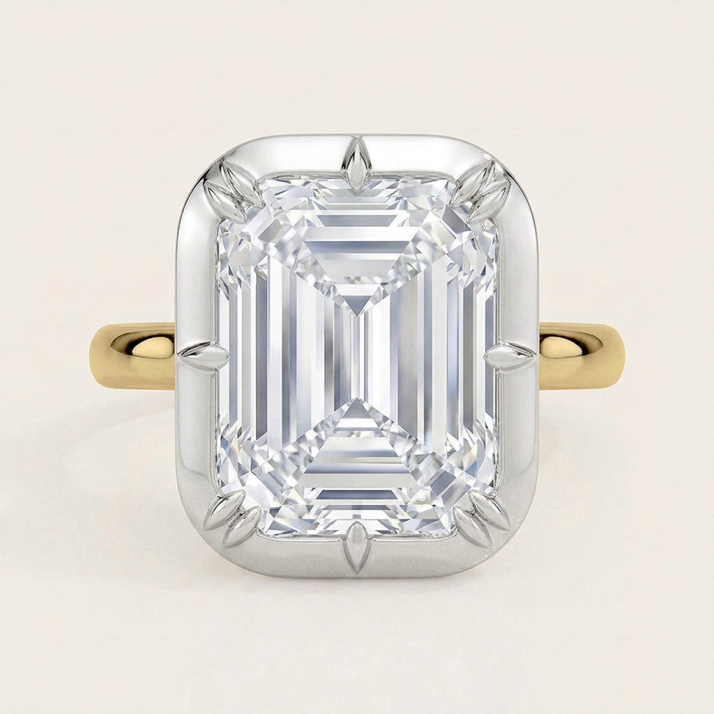 Harper Mixed Metal Solitaire Ring in 18K Yellow Gold