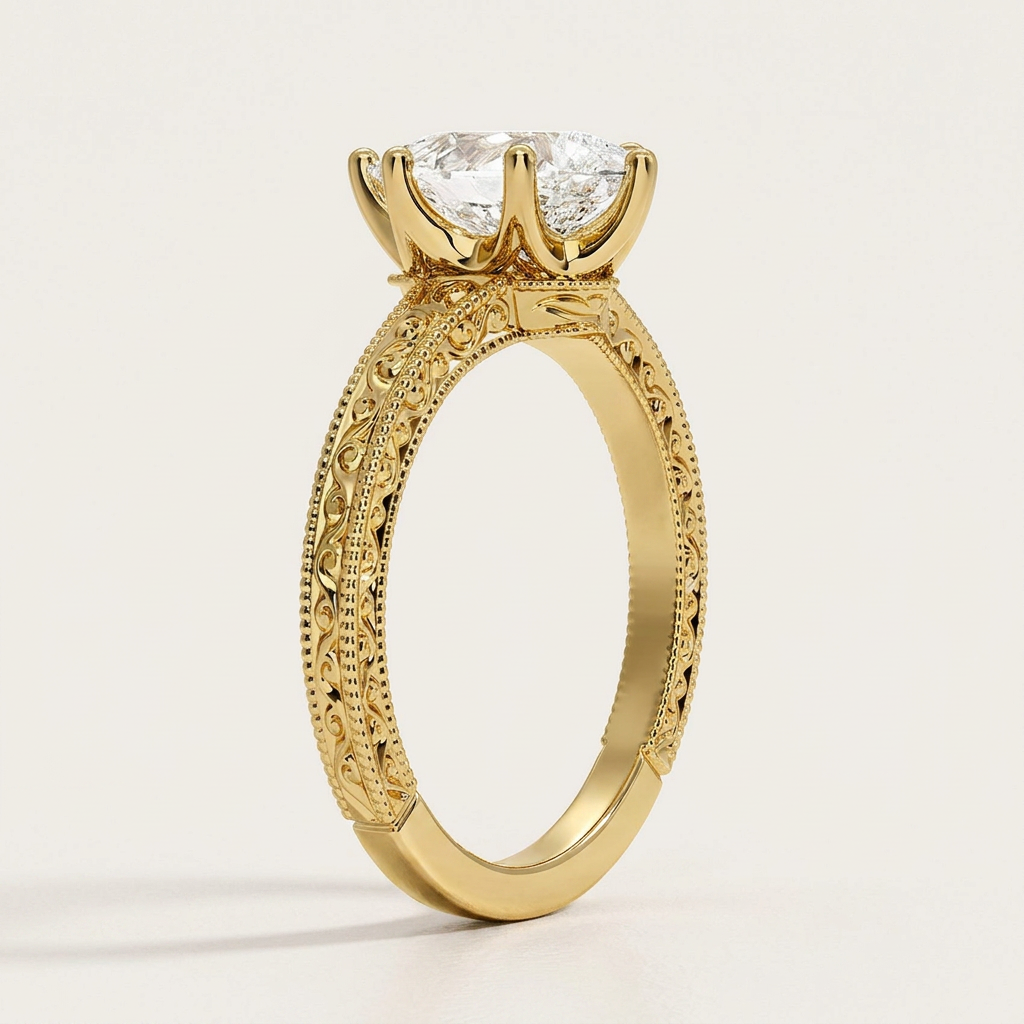 Hudson Engraved Ring in 14K Yellow Gold