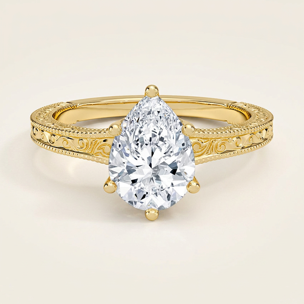 Hudson Engraved Ring in 14K Yellow Gold
