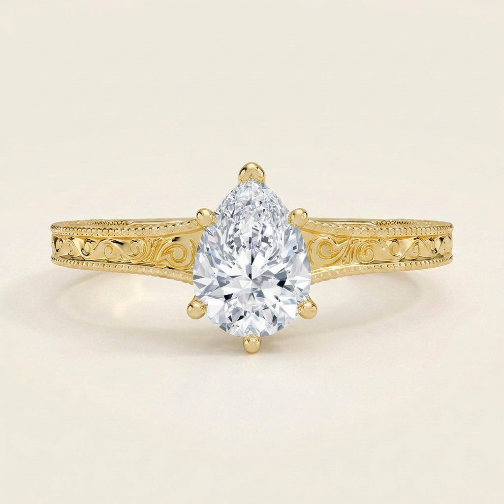 Hudson Engraved Ring in 14K Yellow Gold