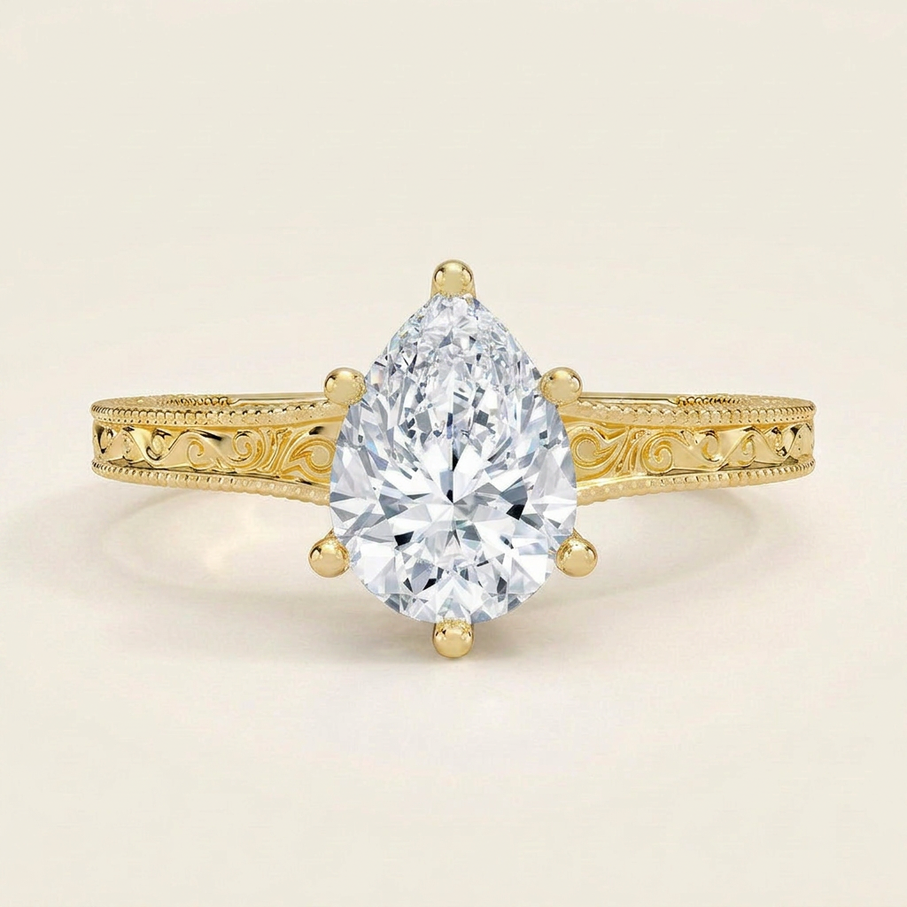 Hudson Engraved Ring in 14K Yellow Gold