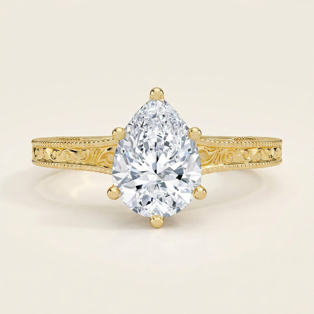 Hudson Engraved Ring in 14K Yellow Gold