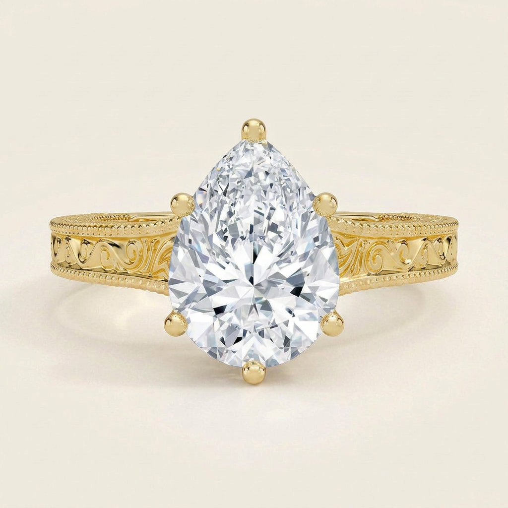 Hudson Engraved Ring in 14K Yellow Gold