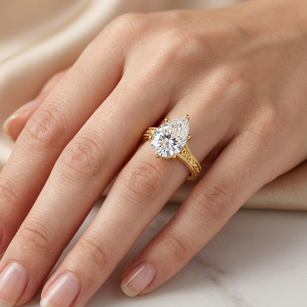 Hudson Engraved Ring in 14K Yellow Gold