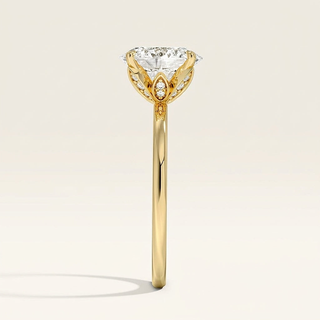 Petal 1.5mm Diamond Ring in 14K Yellow Gold
