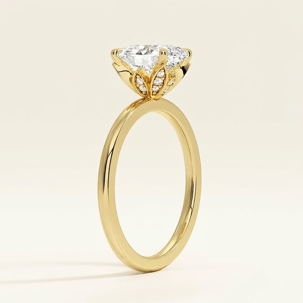 Petal 1.5mm Diamond Ring in 14K Yellow Gold