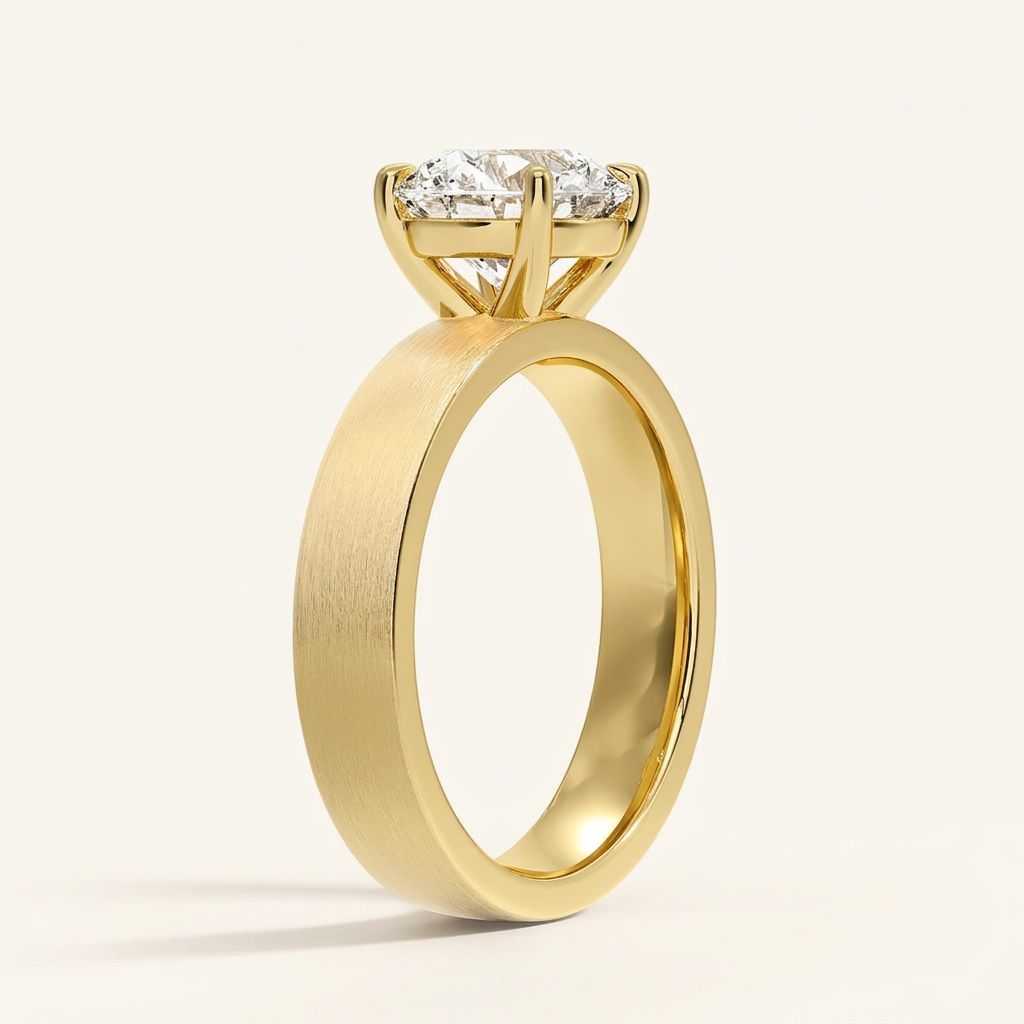 Peyton 4mm Satin Finish Solitaire Ring in 14K Yellow Gold