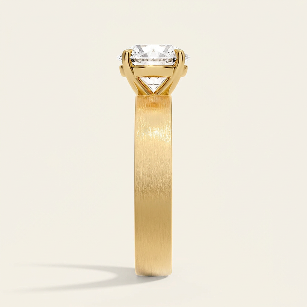 Peyton 4mm Satin Finish Solitaire Ring in 14K Yellow Gold