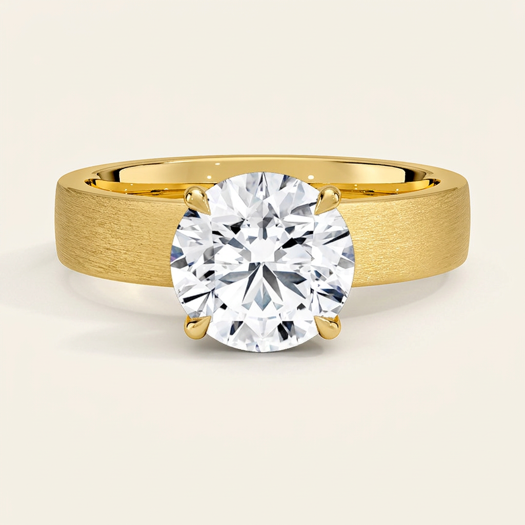 Peyton 4mm Satin Finish Solitaire Ring in 14K Yellow Gold