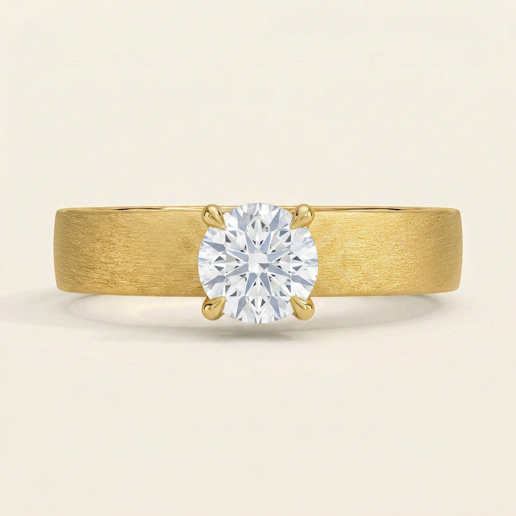 Peyton 4mm Satin Finish Solitaire Ring in 14K Yellow Gold
