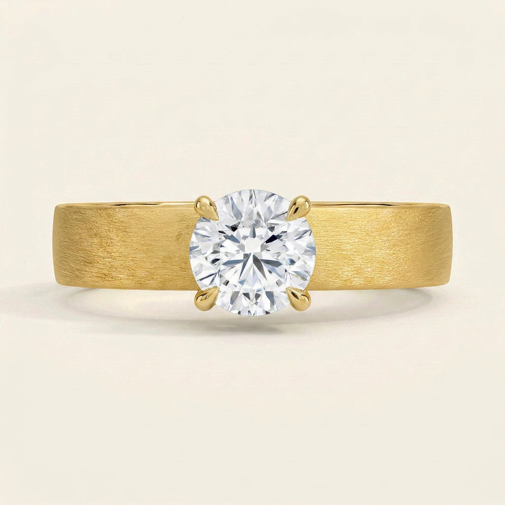 Peyton 4mm Satin Finish Solitaire Ring in 14K Yellow Gold