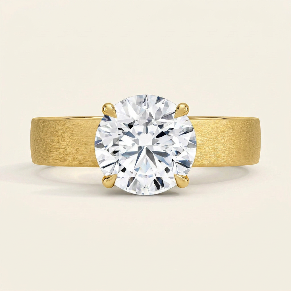 Peyton 4mm Satin Finish Solitaire Ring in 14K Yellow Gold
