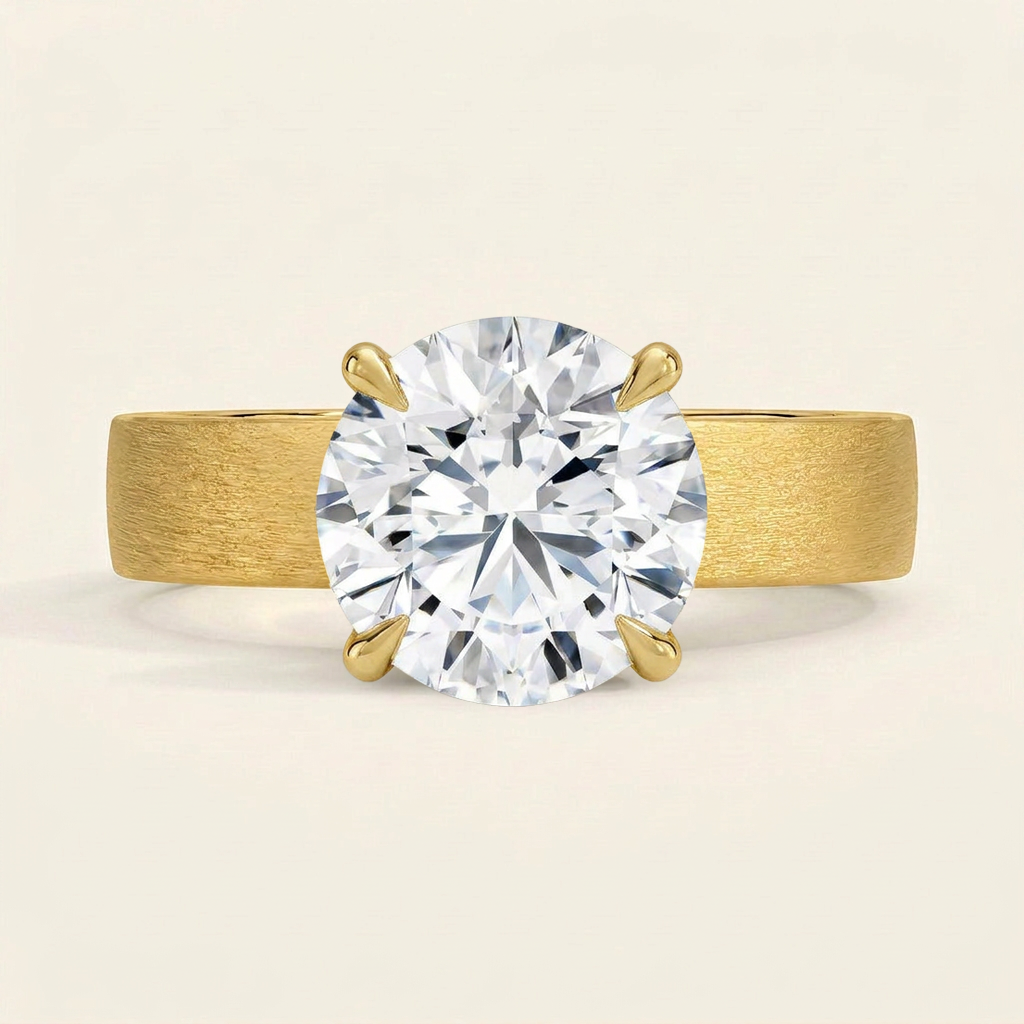 Peyton 4mm Satin Finish Solitaire Ring in 14K Yellow Gold