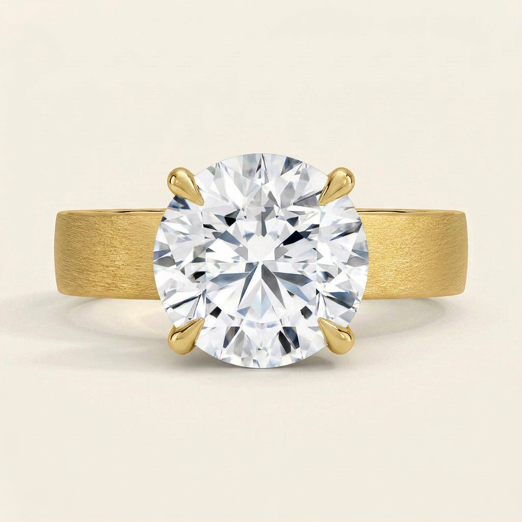 Peyton 4mm Satin Finish Solitaire Ring in 14K Yellow Gold
