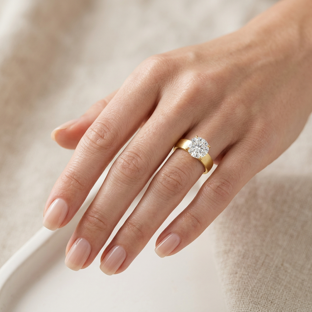 Peyton 4mm Satin Finish Solitaire Ring in 14K Yellow Gold