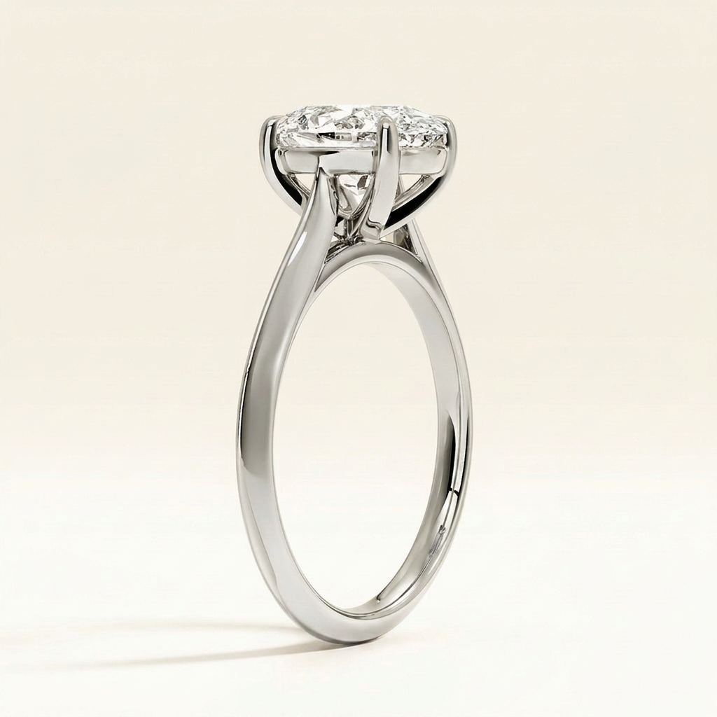 Piper Knife Edge Solitaire Ring in 14K White Gold
