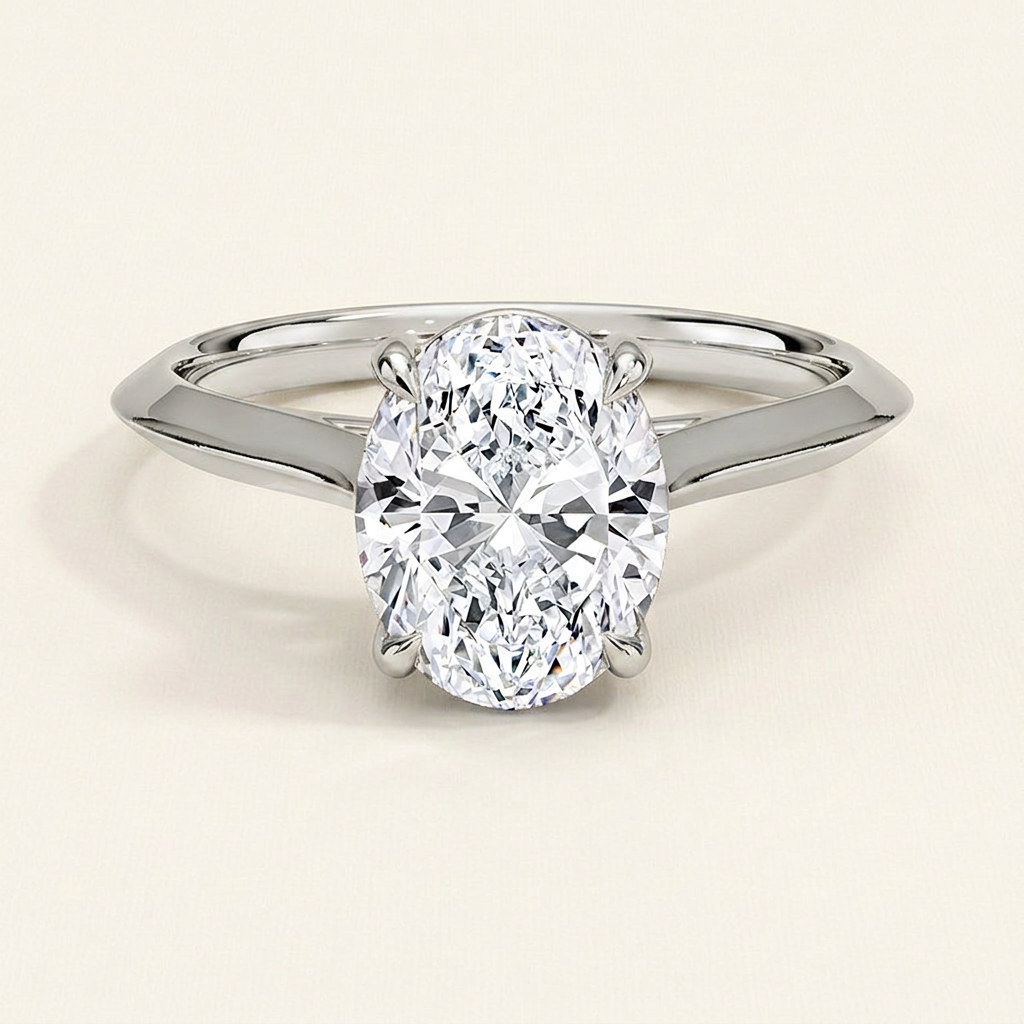Piper Knife Edge Solitaire Ring in 14K White Gold
